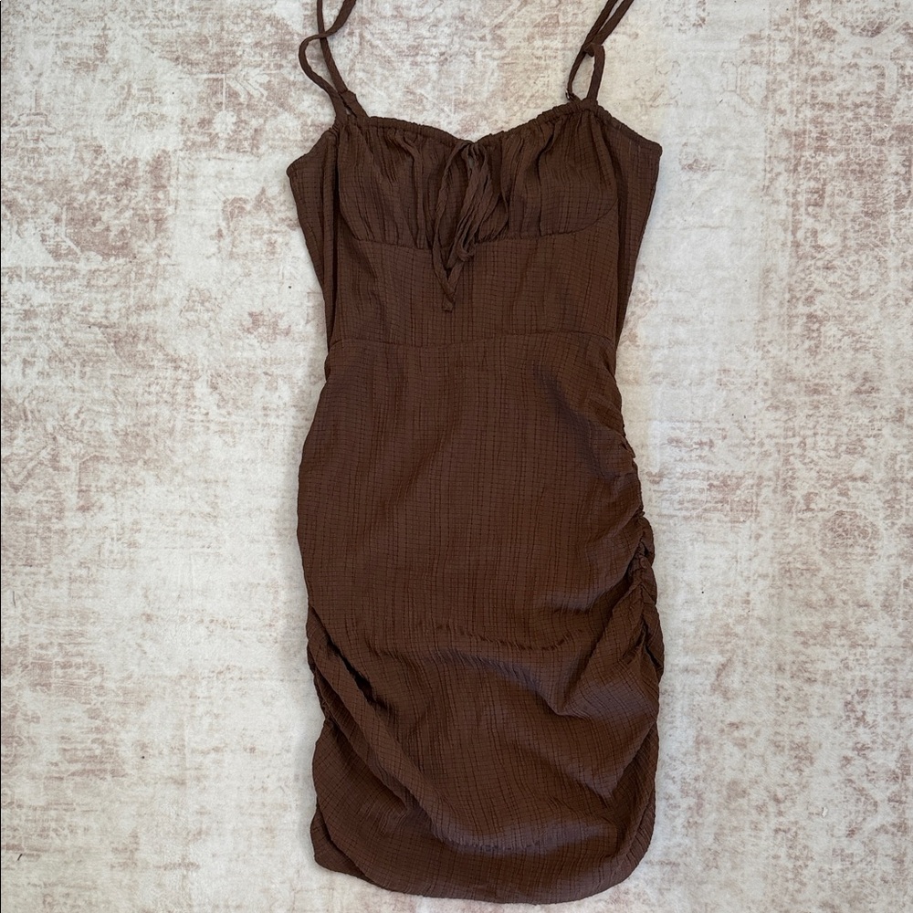 Elegant Strapless Brown Dress